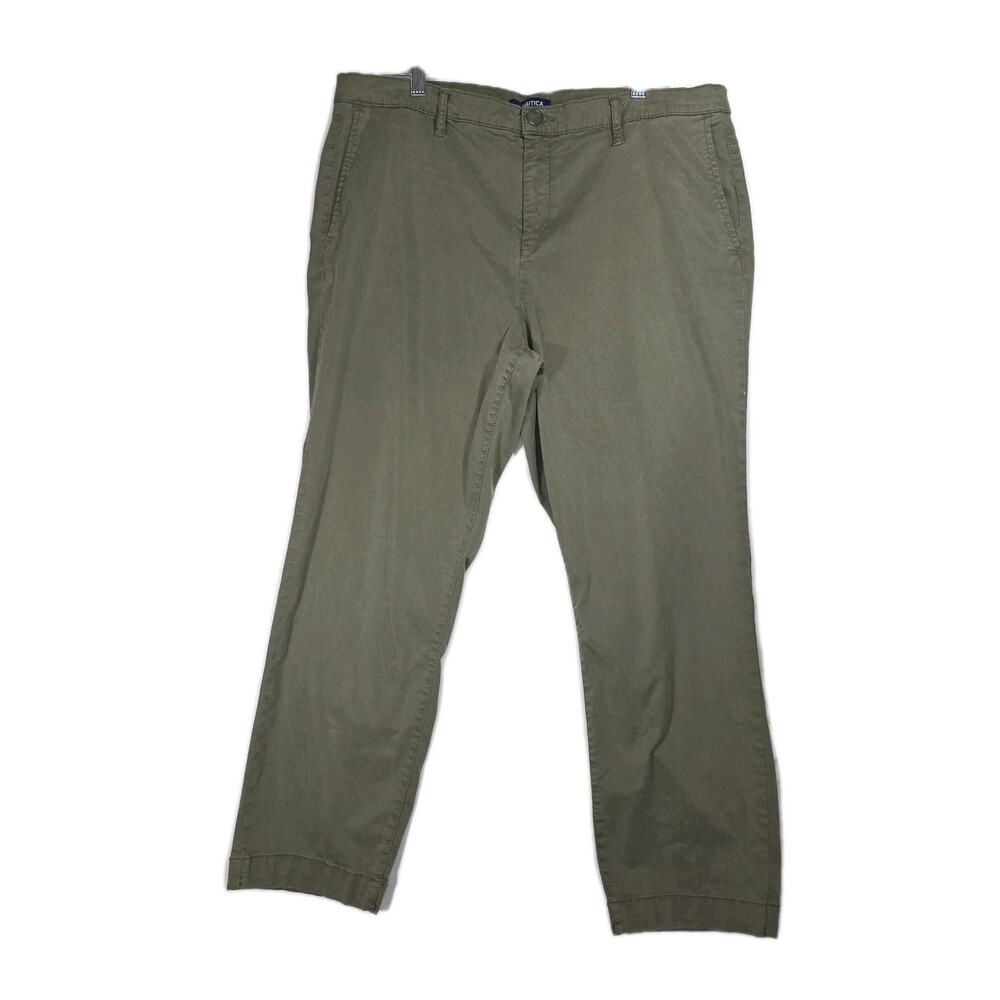 Nautica Jeans  Women's Tencel Ankle Trouser Pants Kahki Green 14 / 34‎